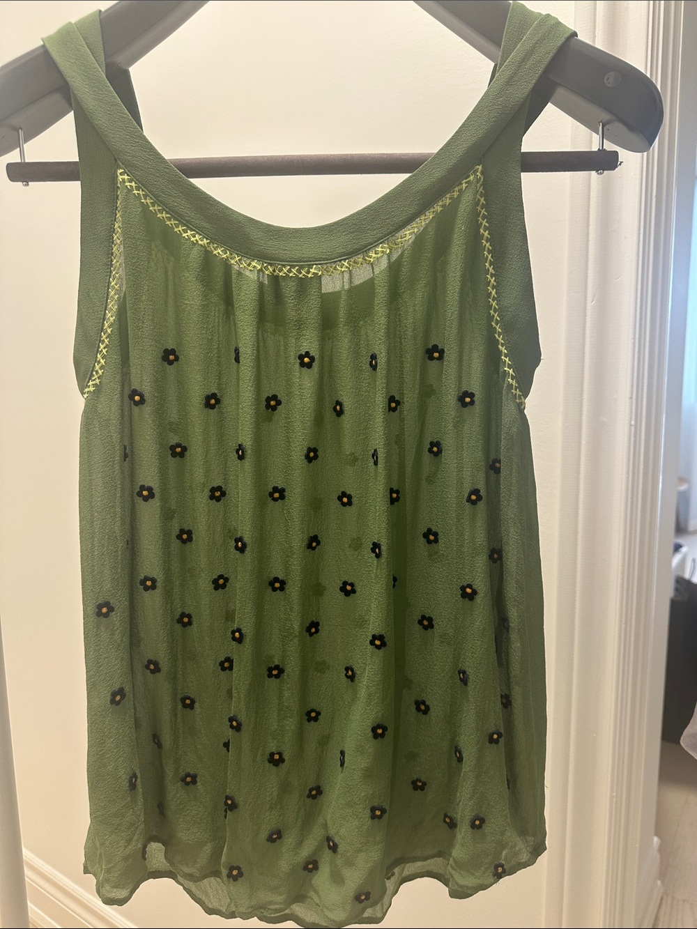 Green Floral Mesh Camisole